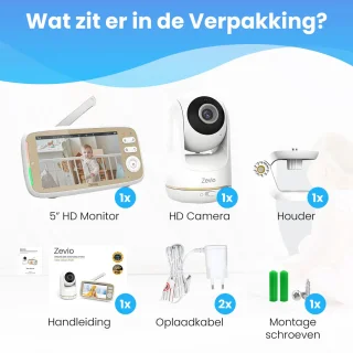 Zevio Babyfoon met Camera 5 Inch HD Scherm