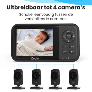 Zevio Comfort Babyfoon met 2 Camera's Zwart