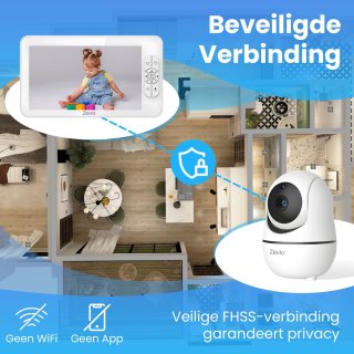 Zevio XL Elite Babyfoon met 2 Camera's en 7 Inch HD Monitor