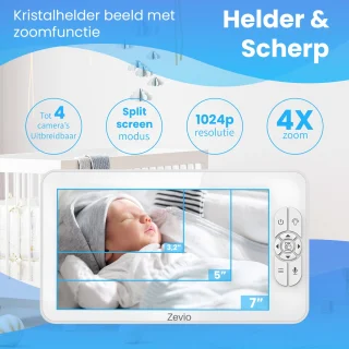 Zevio XL Elite Babyfoon met 7 Inch HD Camera