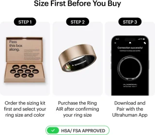 Ultrahuman Ring Air - Smart Ring - Slaap & Fitnesstracker - Unisex voor Mannen & Vrouwen - Geen Appkosten (Standaardfuncties) - Tot 6 Dagen Batterijduur - Geborsteld Roségoud - Maat 7