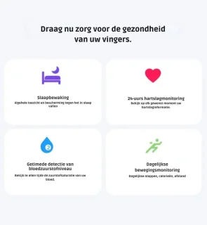 DrPhone RingSense V2 - Smart Ring - Europese ringmaat 59 - IP68 Waterdicht - 24-Uur Hartslagmonitoring – Slaapmonitor – Stappenteller – Mobiele App - Zilver