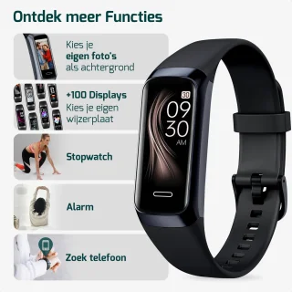 FITAGE Stappenteller Smartwatch Zwart