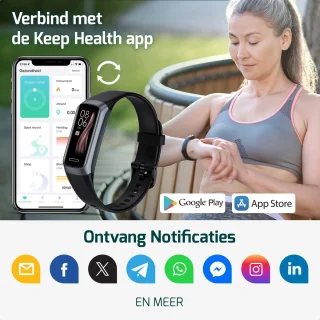 FITAGE Stappenteller Smartwatch Zwart