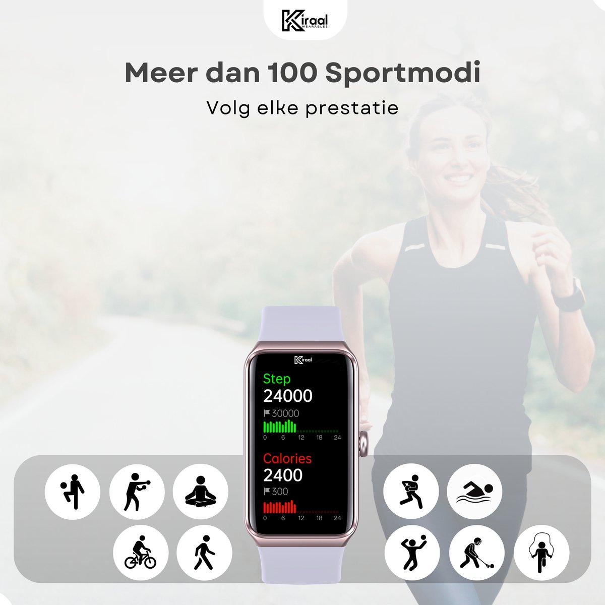 Wat vinden we goed aan de Kiraal Venture Active AMOLED Smartwatch Lila Paars