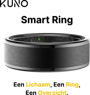 Kuno Smart Ring - Slimme ring - Smart Wearable - Health Ring - Slaap Tracker - Hartslagmeter - Stappenteller - Fitness en Activiteiten Tracker - Calorieen Bijhouden - Geen Abbonement - Waterdicht - voor Mannen en Vrouwen - Zwart - Maat #7