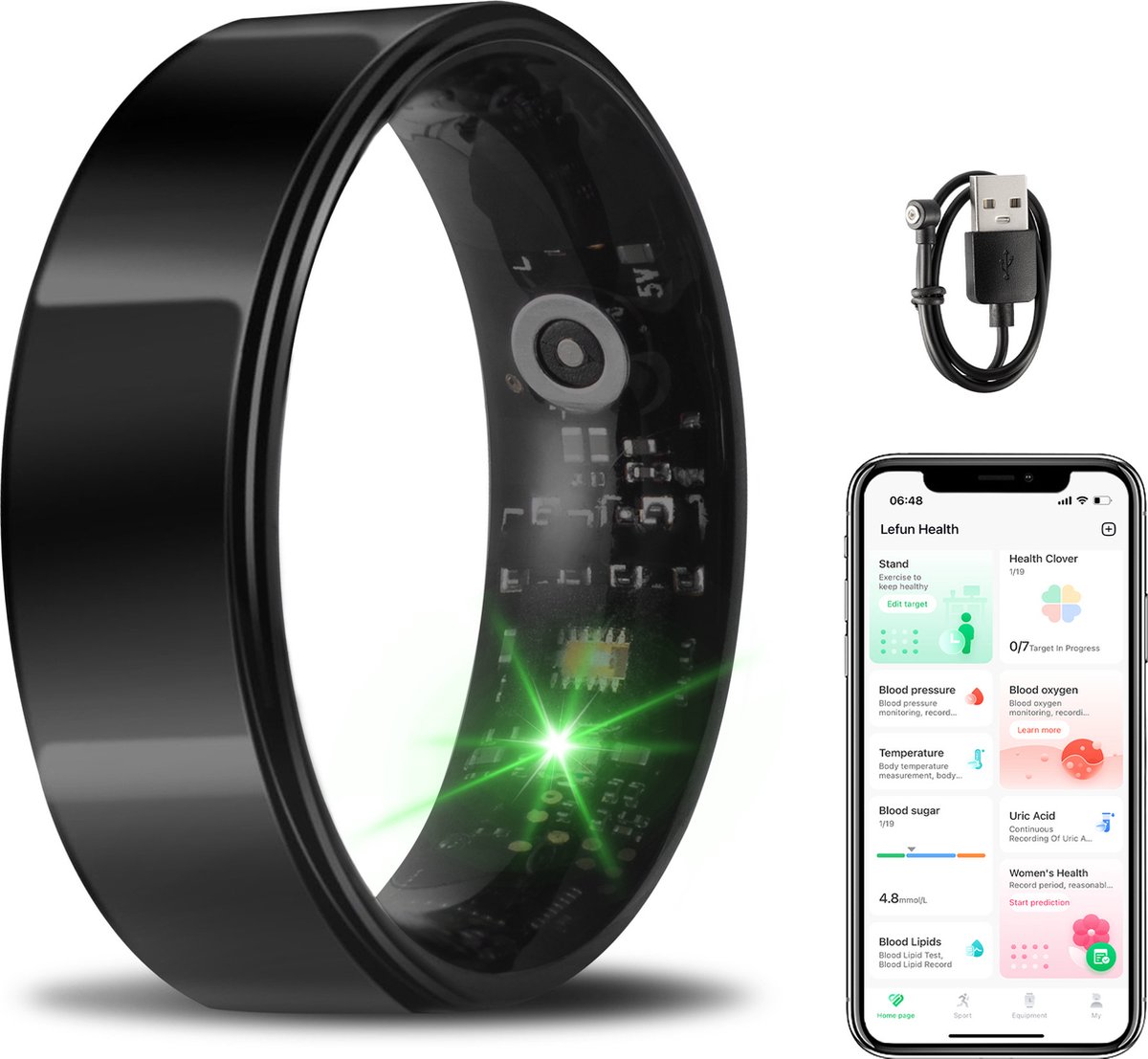 Saaf Smart Ring Maat 10 Zwart