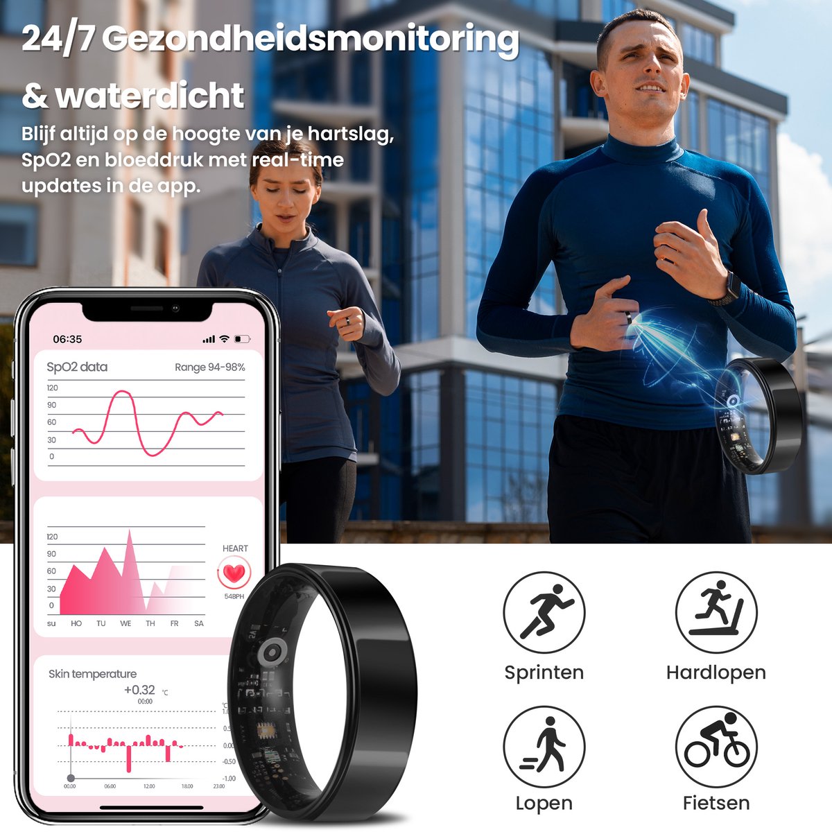 Saaf Smart Ring Maat 10 Zwart