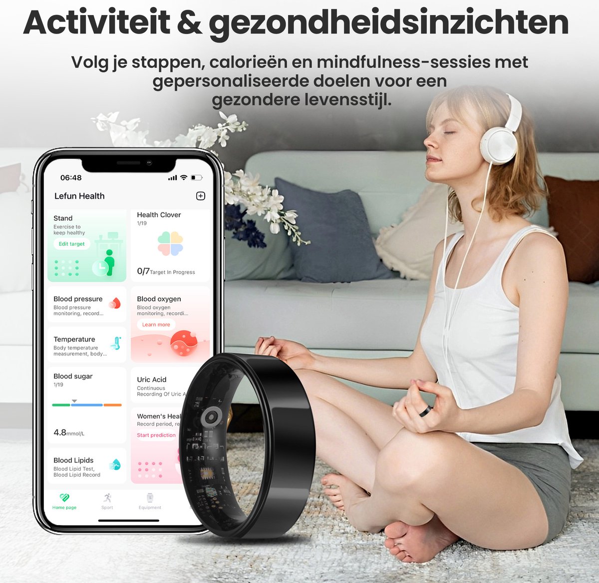 Saaf Smart Ring Maat 10 Zwart