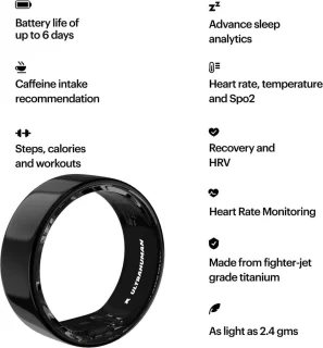 Ultrahuman Ring Air Smartring Maat 12 Aster Black