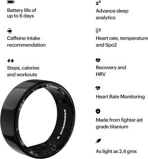 Ultrahuman Ring Air Smartring Maat 5 Aster Black