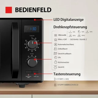 3-in-1 Magnetron met Grill en Combinatiefunctie - 23L - 900W - Energiebesparend