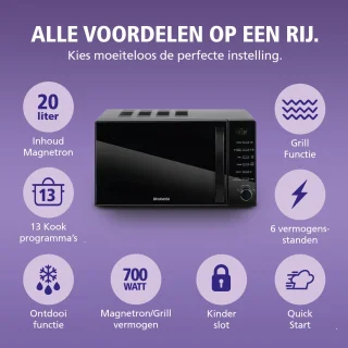 Brabantia BBEK1145DG Magnetron met Grillfunctie - Vrijstaand - 13 automatische kookprogramma's