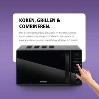 Brabantia BBEK1145DG Magnetron met Grillfunctie - Vrijstaand - 13 automatische kookprogramma's