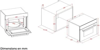 Inbouwmagnetron - CONTINENTAL EDISON - 1450 W - 34 L - Grillcombinatie - CEMO34CEB3 - 59,5 x 38,3 x 49,2 cm - Zwart