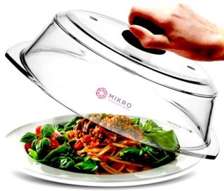 De Hoge glazen magnetronspatdeksel met siliconen handvat | Vaatwasmachinebestendig en duurzaam in één oogopslag