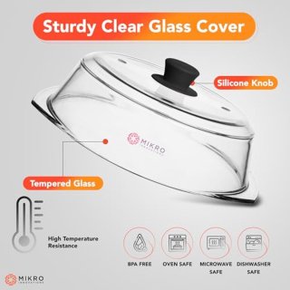 Wat vinden we goed aan de Hoge glazen magnetronspatdeksel met siliconen handvat | Vaatwasmachinebestendig en duurzaam