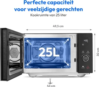 Magnetron met grill en heteluchtfunctie 25 liter - 900 watt - 11 programma's