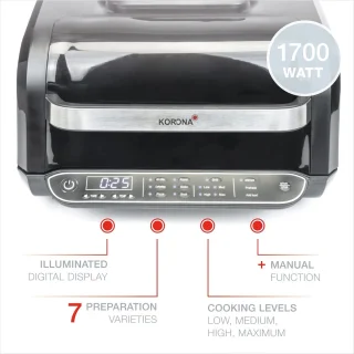 Zwart 6L Multifunctionele Heteluchtfriteuse en Oven met 8 Functies