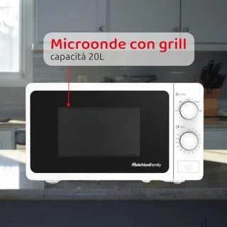 Multifunctionele Magnetron met Grill 20L – Krachtige Kleine Magnetron 800W, Handmatige Instelling en Timer