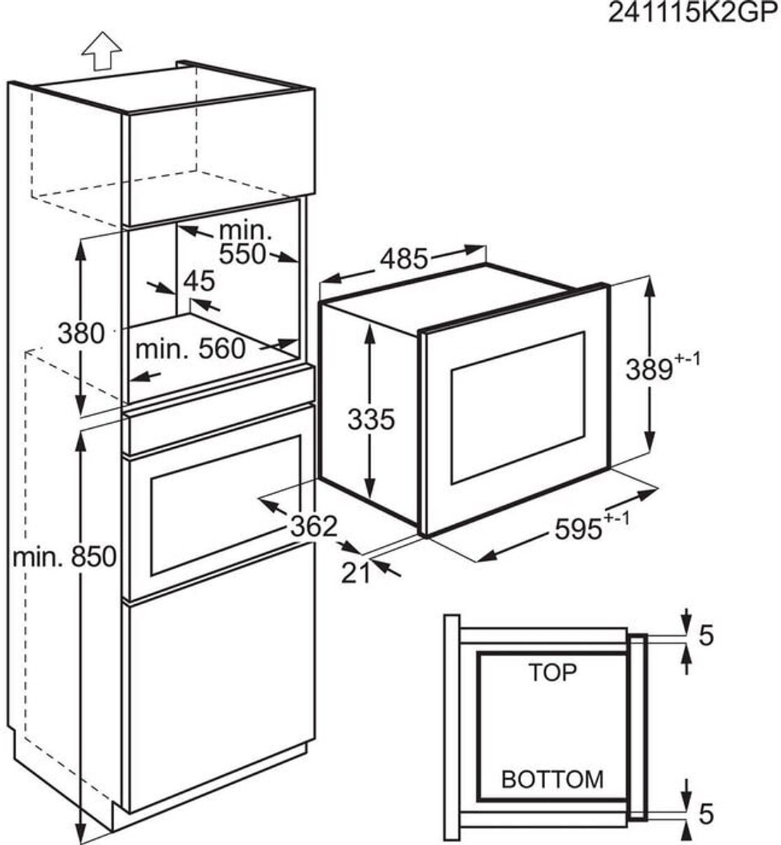 AEG TS5CM25TB Inbouwmagnetron 5000 Serie Zwart