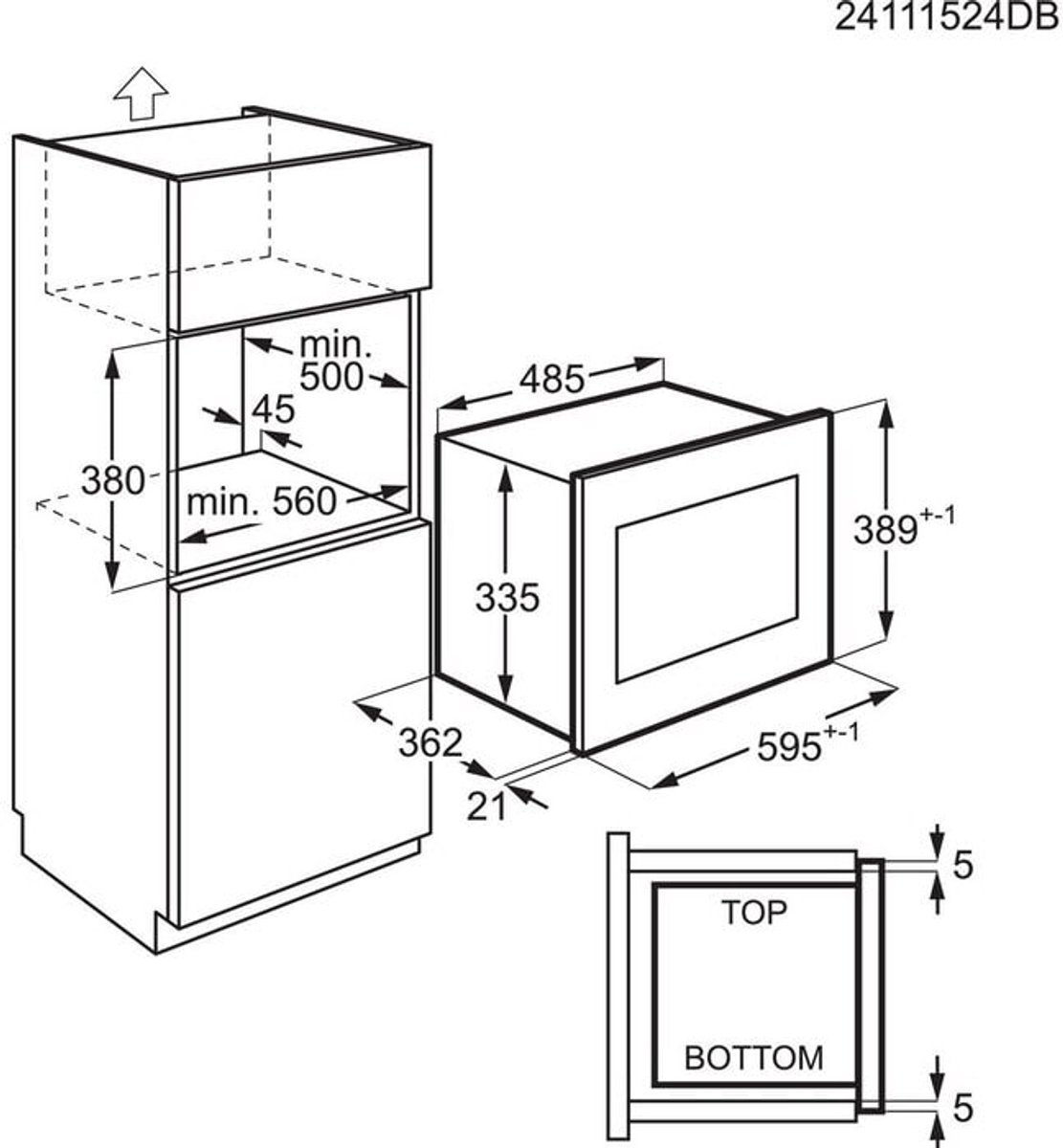 AEG TS5CM25TB Inbouwmagnetron 5000 Serie Zwart