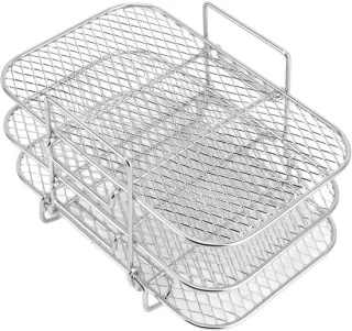 aladdien - Air Fryer Rack - RVS Kookrek - 3-Lagen - Voor Oven en Magnetron - Gezond Koken met Airfryer - Geschikt voor Diverse Gerechten - Kleur of ..