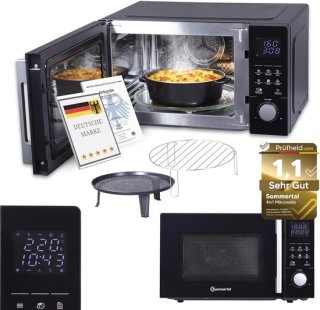 Compacte 4-in-1 combi-magnetron: bakken, grillen, frituren en opwarmen in één