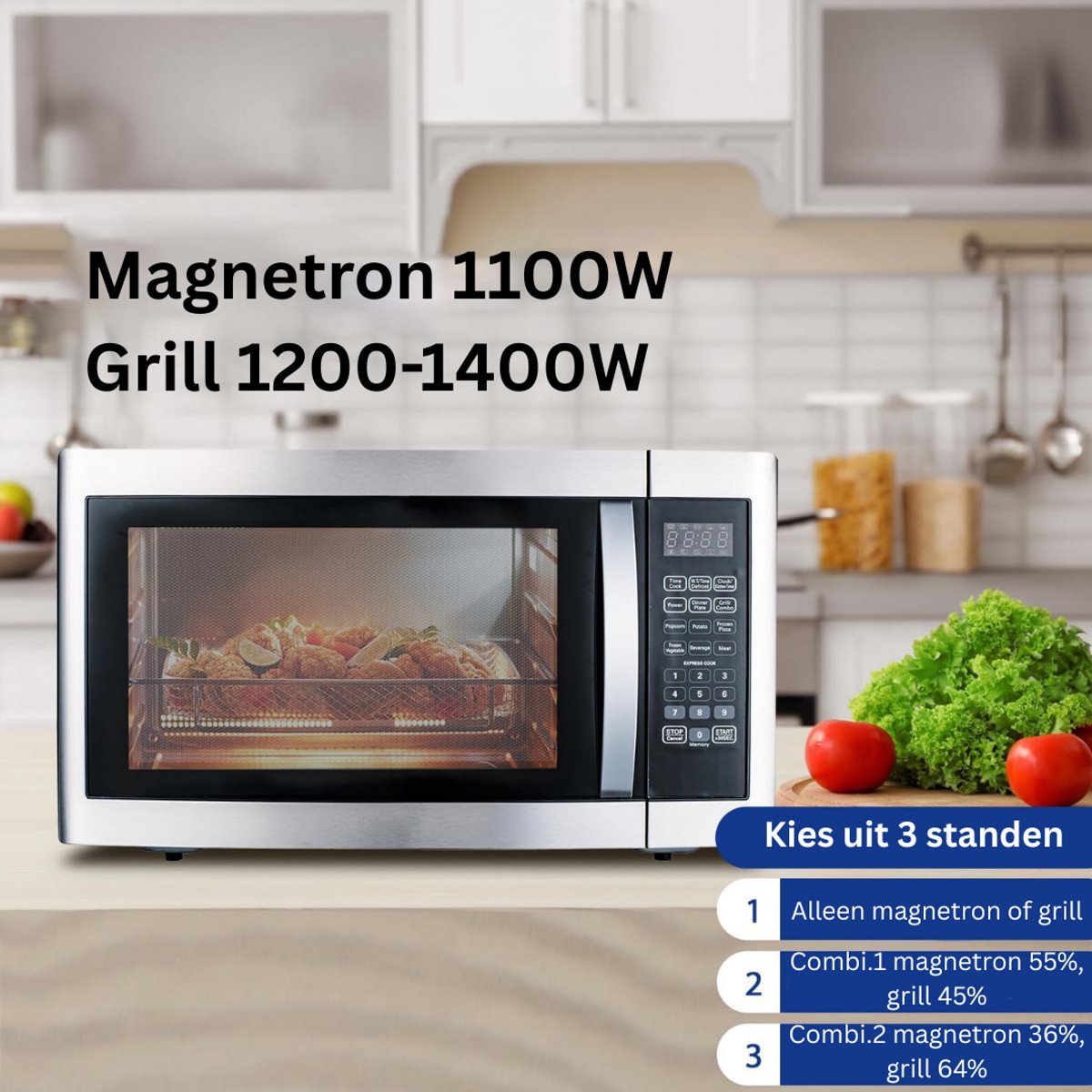 Combi Magnetron Vrijstaand met Heteluchtoven
