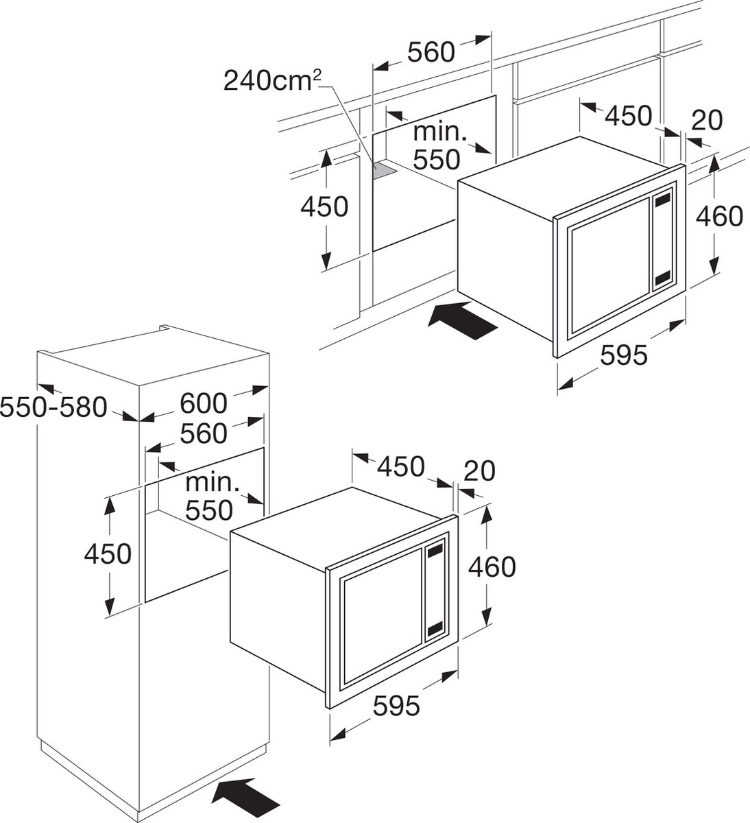 ETNA CM232ZT Combimagnetron 45cm Matzwart