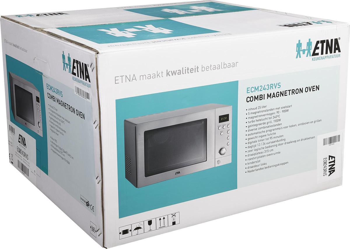 ETNA ECM243RVS combi-magnetron 25L vrijstaand RVS