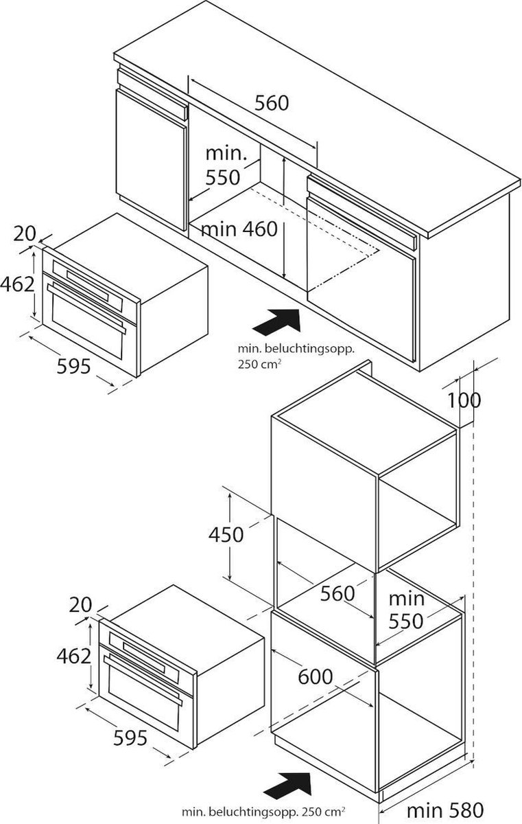 ETNA Inbouw Combi-Magnetron 44L RVS