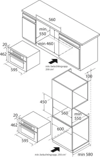 ETNA Inbouw Combi-Magnetron 44L RVS