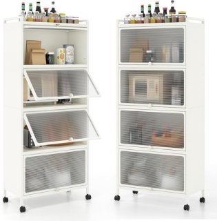 Ruimtelijke en rolbare keukenopberger met magnetronstandaard