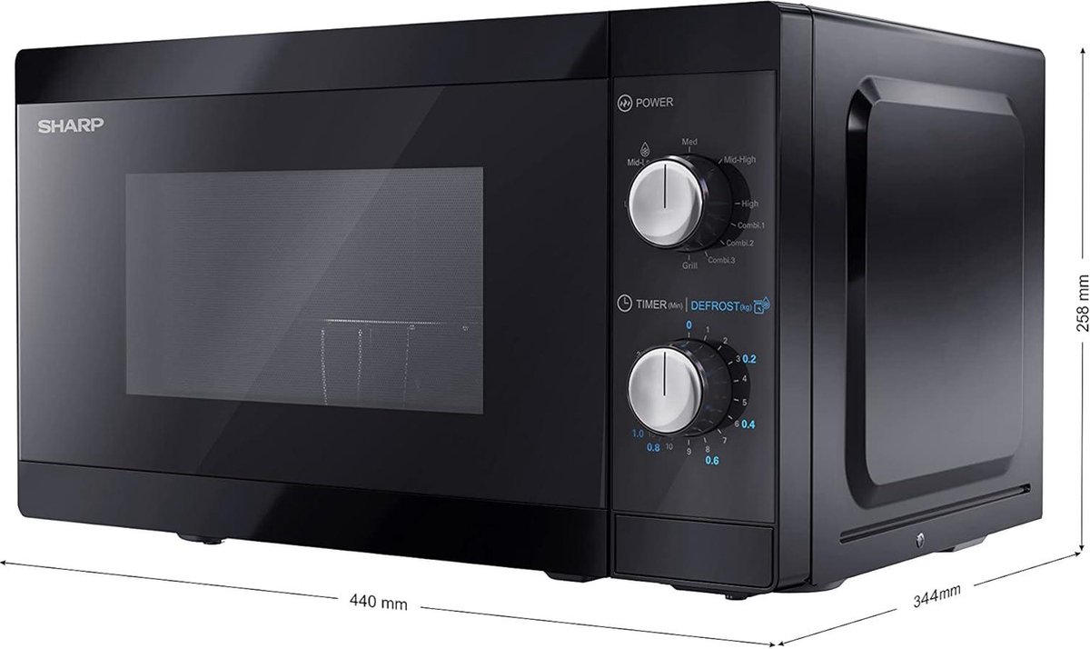 Magnetron 20L zwart met grill en draaiplateau 255mm