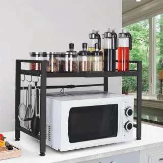 Magnetronhouder 2‑laags keukenrek – koolstofstaal