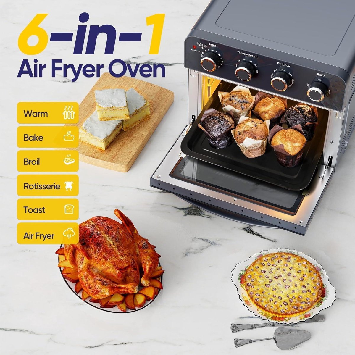 Multifunctionele 6-in-1 Mini-Oven 23L 1700W