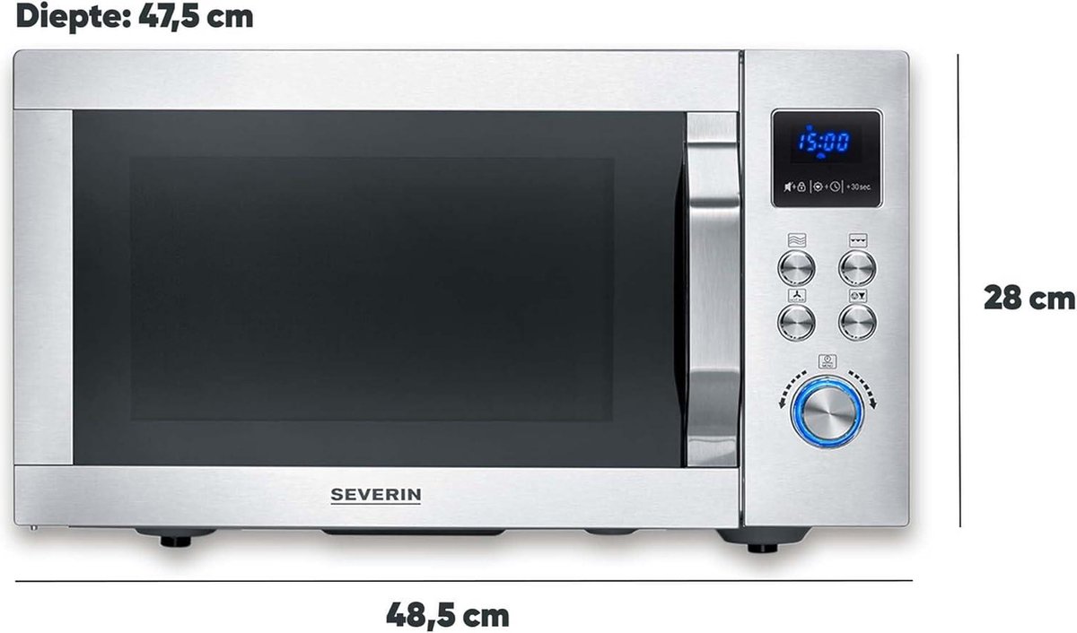 MW 7982 Magnetron Hetelucht 25L RVS Zilver