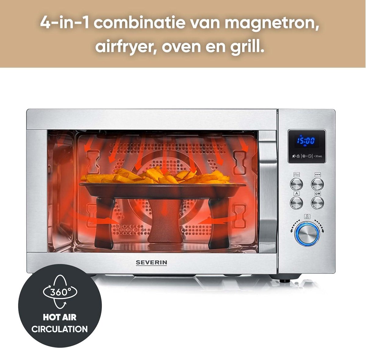 MW 7982 Magnetron Hetelucht 25L RVS Zilver