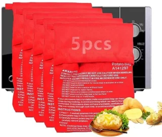 Set van 5 herbruikbare magnetron-aardappeltassen