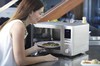Sharp R-982 STWE combi-magnetron RVS vrijstaand