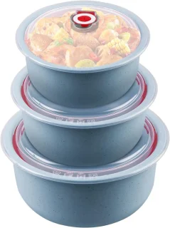 SnelShoppen 3-delige magnetron tafelware set met deksel