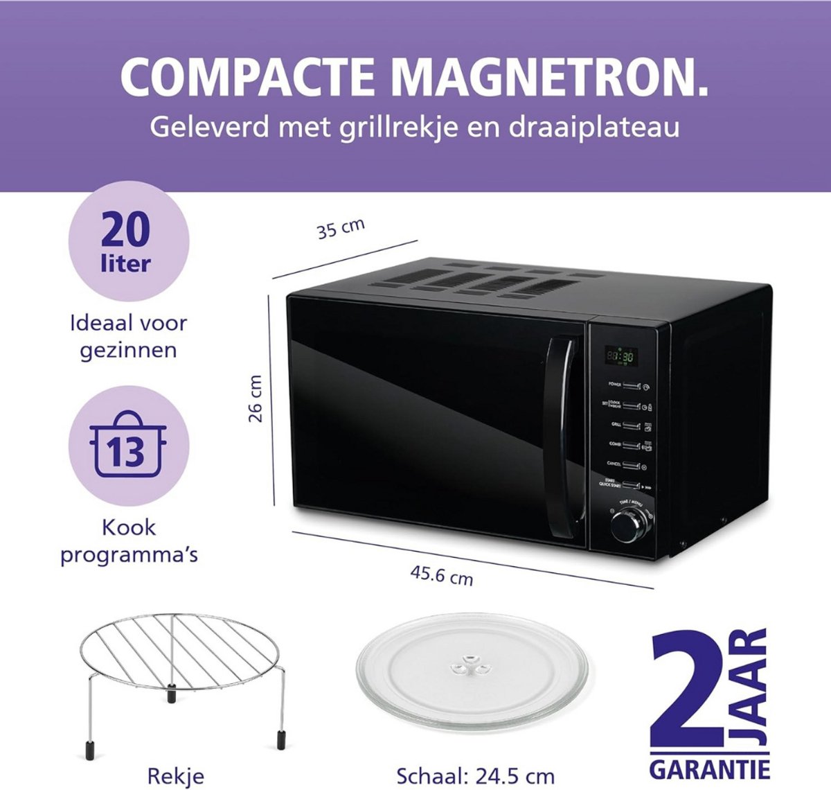 Solene Combi Magnetron RVS/Zwart/Zilver vrijstaand