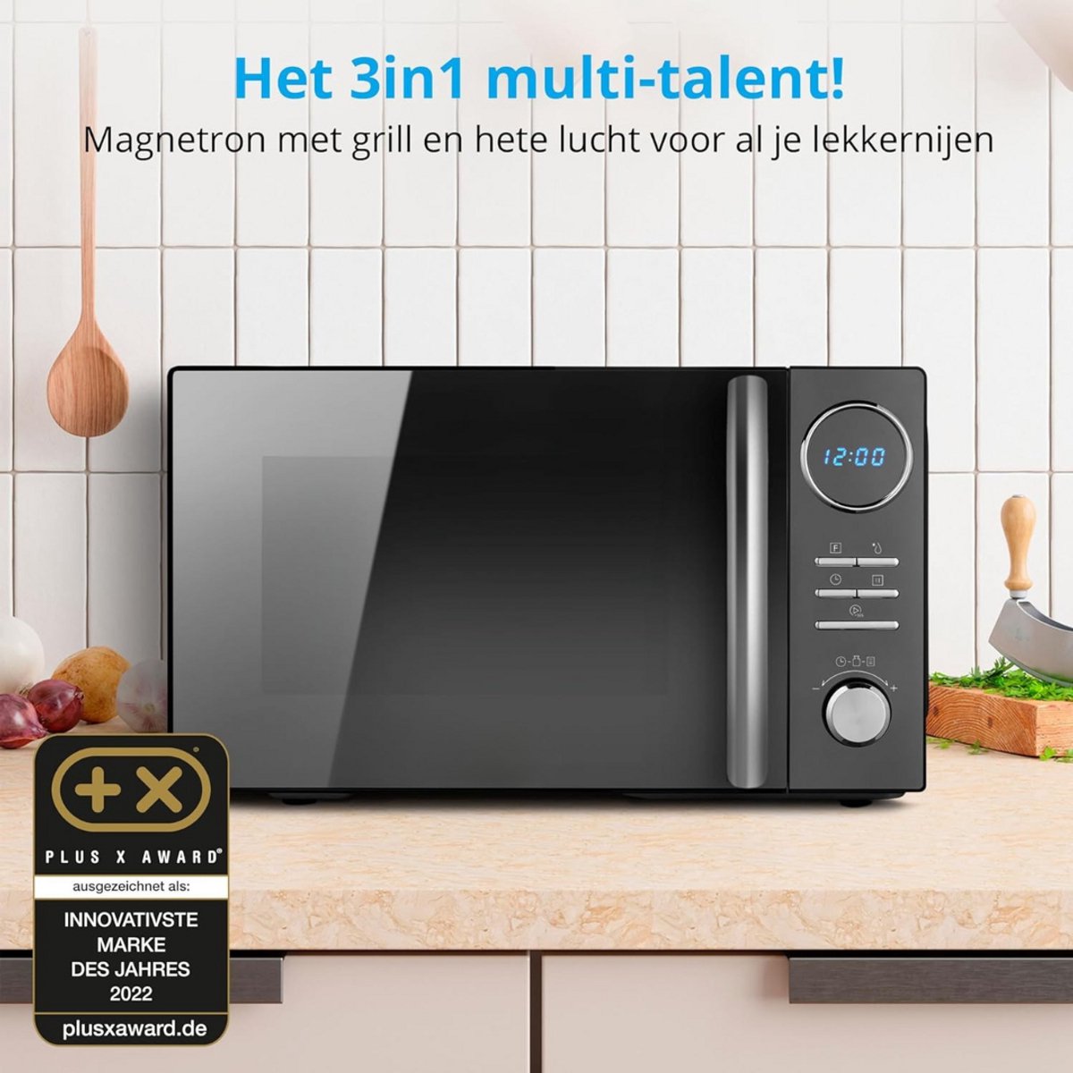 Solene Combi Magnetron Vrijstaand RVS Zwart Zilver