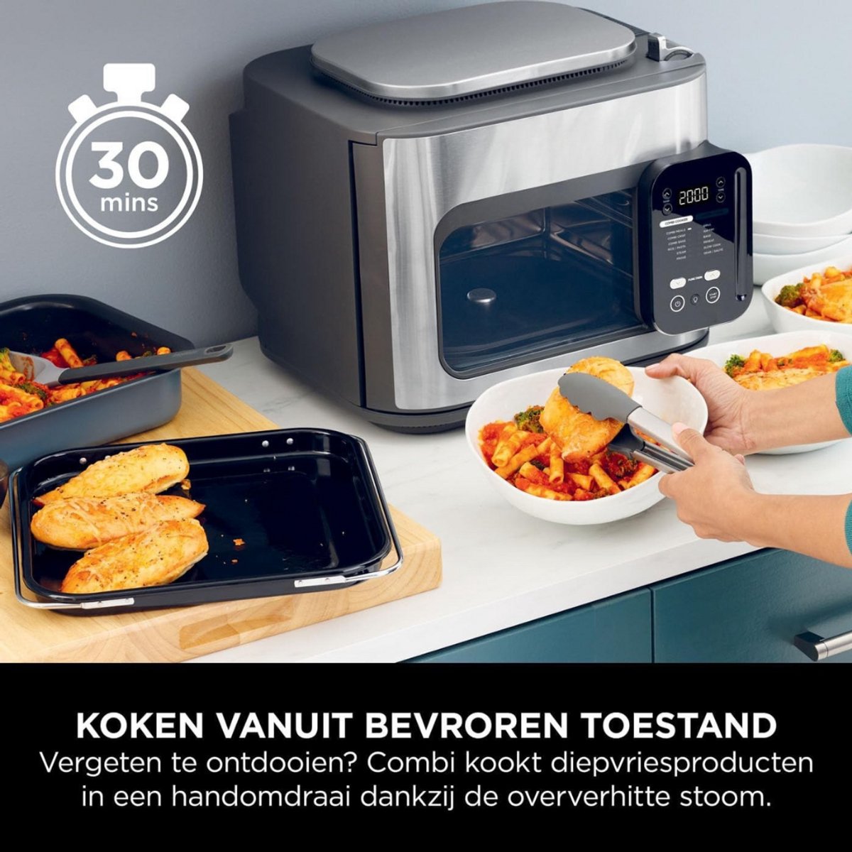 Solene Combi Magnetron Vrijstaand RVS/Zwart/Zilver