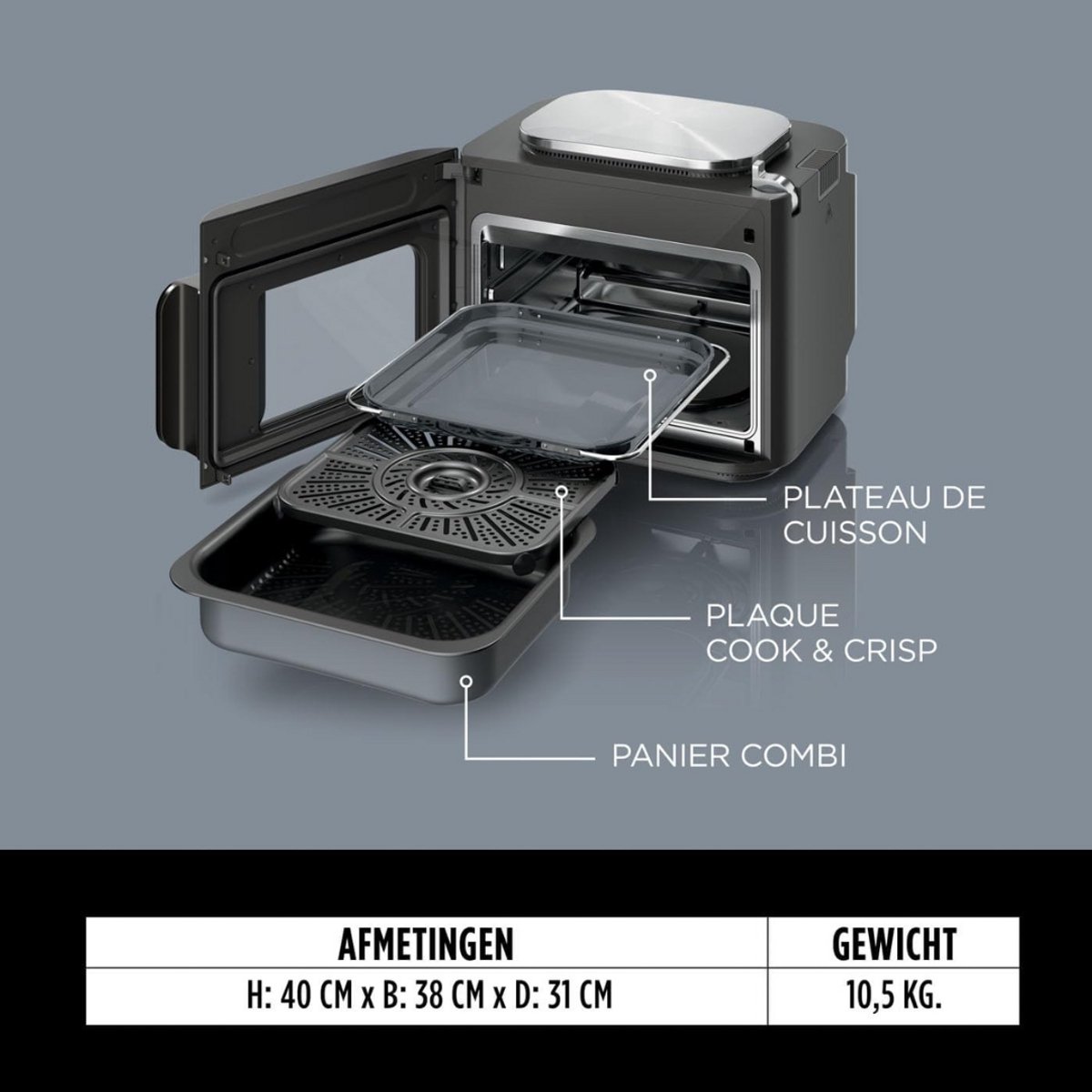 Solene Combi Magnetron Vrijstaand RVS/Zwart/Zilver
