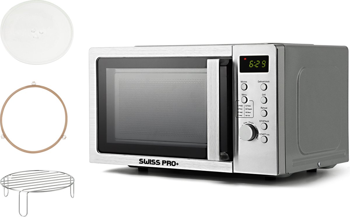 Swiss Pro+ Combi Magnetron Met Grill 20L RVS Zilver
