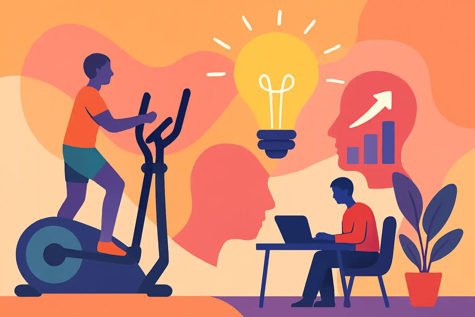 Hoe korte crosstrainer-sessies je productiviteit en creativiteit op het werk een boost geven