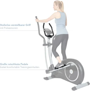 Crosstrainer met grote pedalen en elektronisch weerstandsysteem