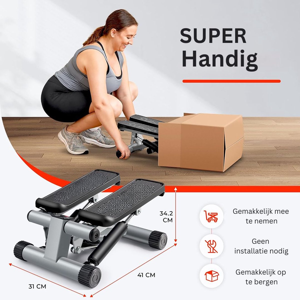 ApexArte Stepper Fitness Hometrainer Crosstrainer Mini Zwart Grijs